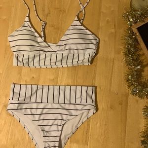 Striped High Waisted Bikini